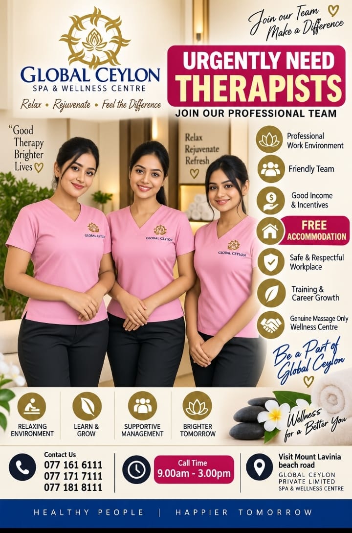 🪷🪷 Urgently need Female Therapist. සුවපහසු තරු පන්තියේ ස්පා ආයතනය්ක් සඳහා ඇබෑර්තු ඇත 🪷🪷